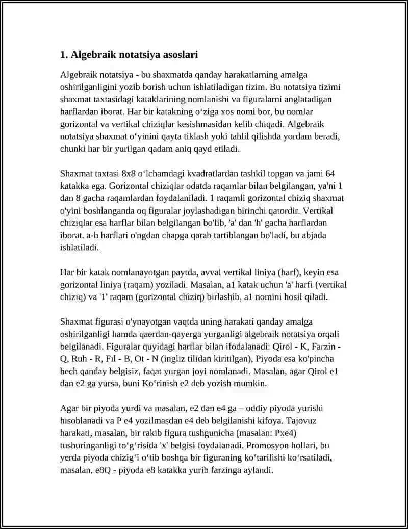 SHAXMAT TAXTASIDA KATAKLARNING NOMLANISHI 3