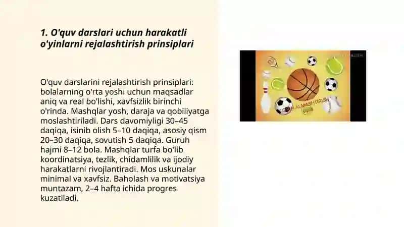 Harakatli o'yinlarni o'rgatish 3
