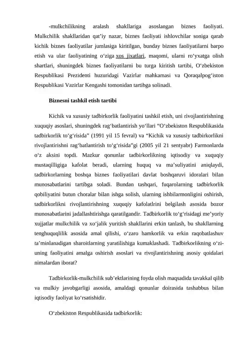 Biznesni tashkil etish 3