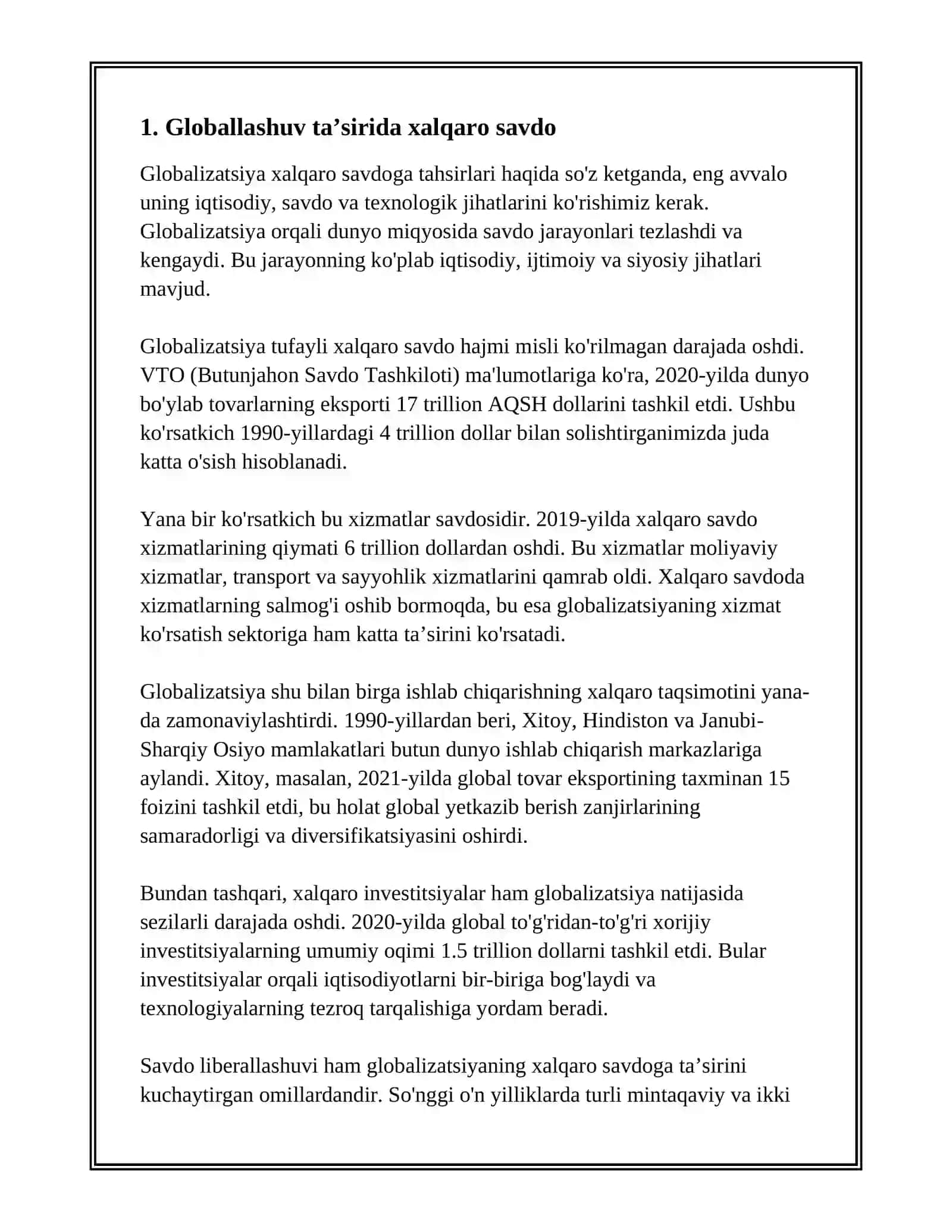 JAHON IQTISODIYOTNI GLOBALLASHUV JARAYONLARINI VUJUDGA KELISH VA RIVOJLANISHIGA TA’SIR ETUVCHI ASOSIY OMILLAR. 3