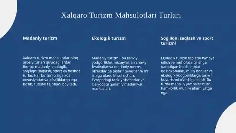 Xalqaro turizm mahsulotlari 3