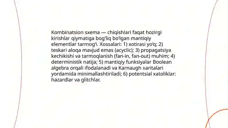 Kombinatsion sxemalar analizi va sintezi 3