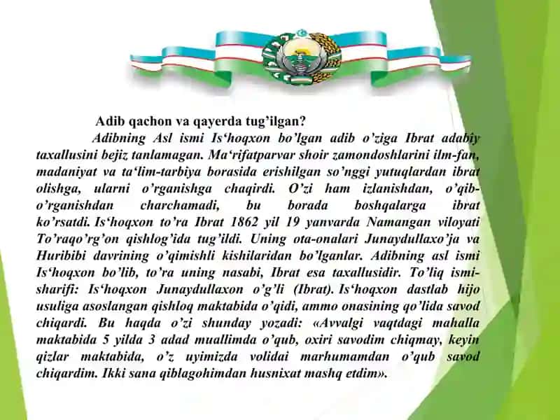 Is’hoqxon To'ra Ibratning hayoti va ijodi Ибрат хаёти ва ижоди 3