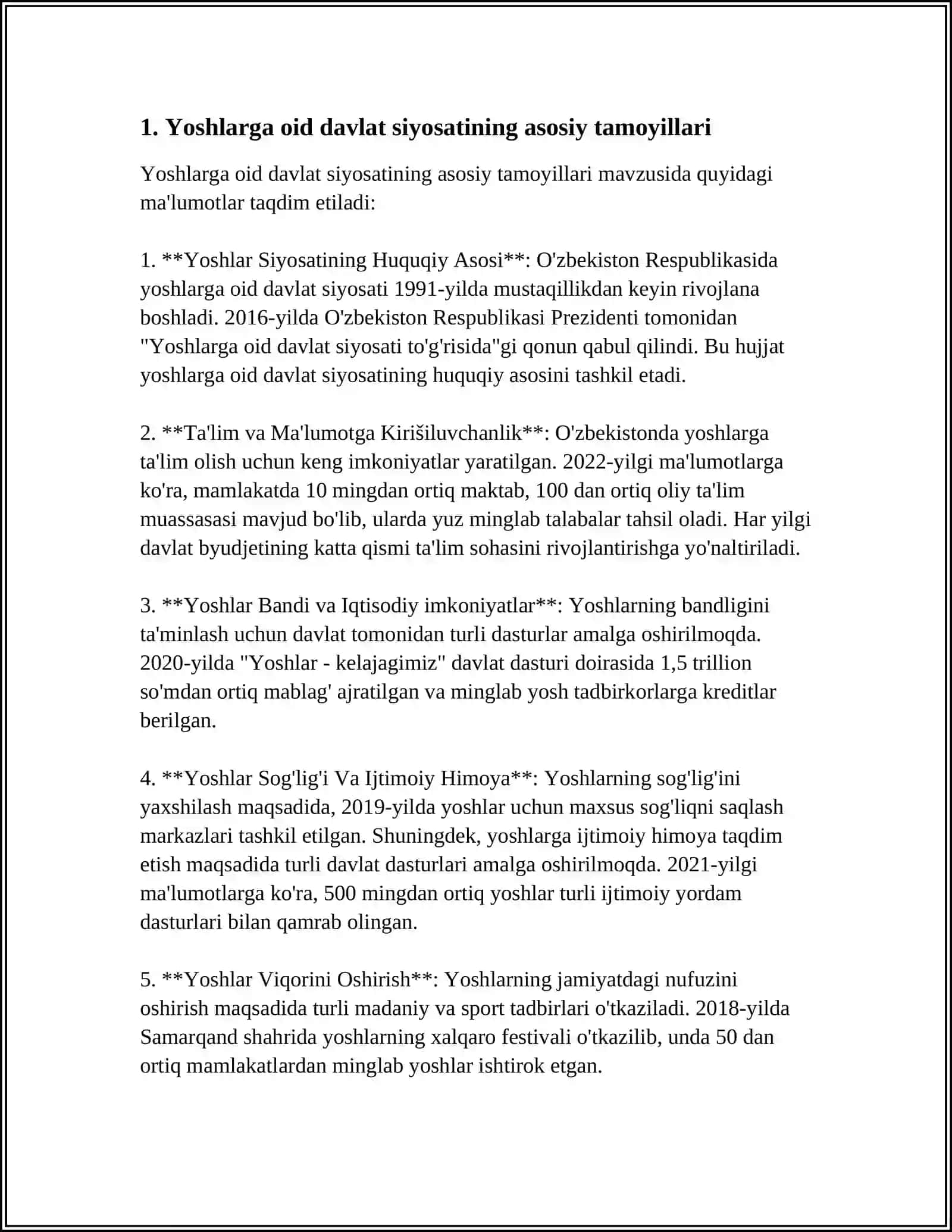 YOSHLARGA OID DAVLAT SIYOSATINI IZCHIL VA SAMARALI TASHKIL ETISH 3