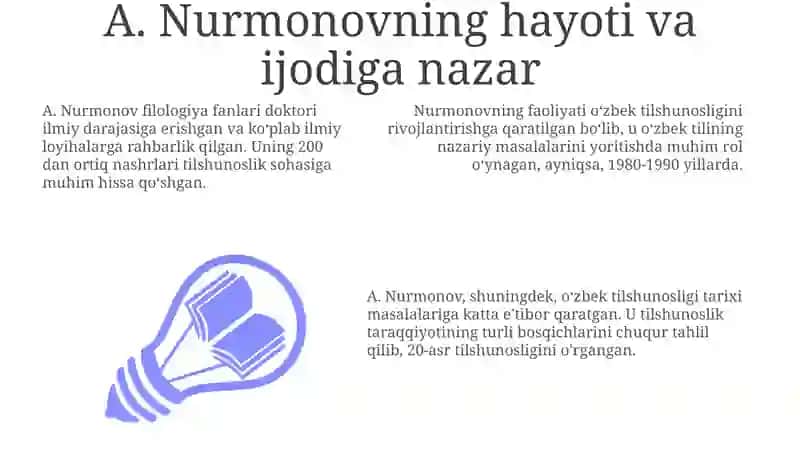 A.Nurmonovning "Oʻzbektilshunosligitarixi" asaribilantanishish 3