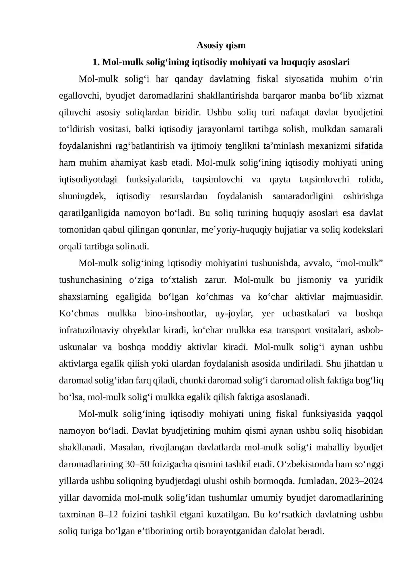 O‘zbekistonda mol-mulkni soliqqa tortishning o‘ziga xos xususiyatlari 3