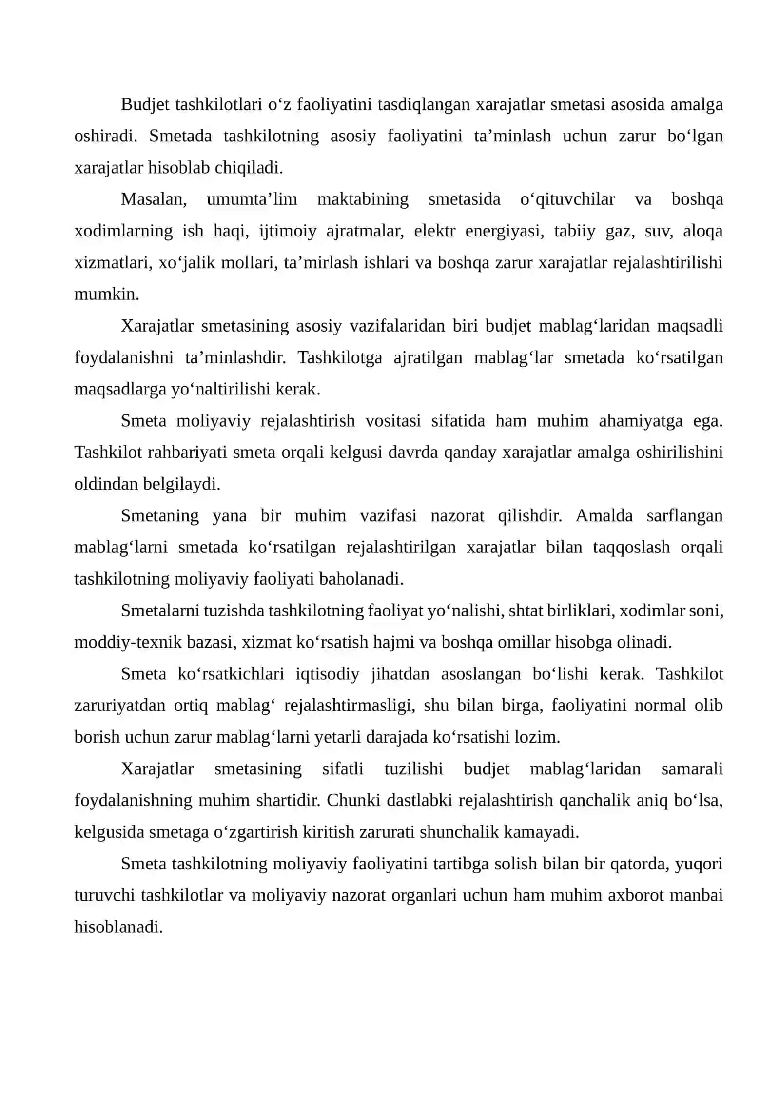 BUDJET TASHKILOTLARIDA SMETALARNI TASDIQLASH VA TAQDIM ETISH TARTIBI 3