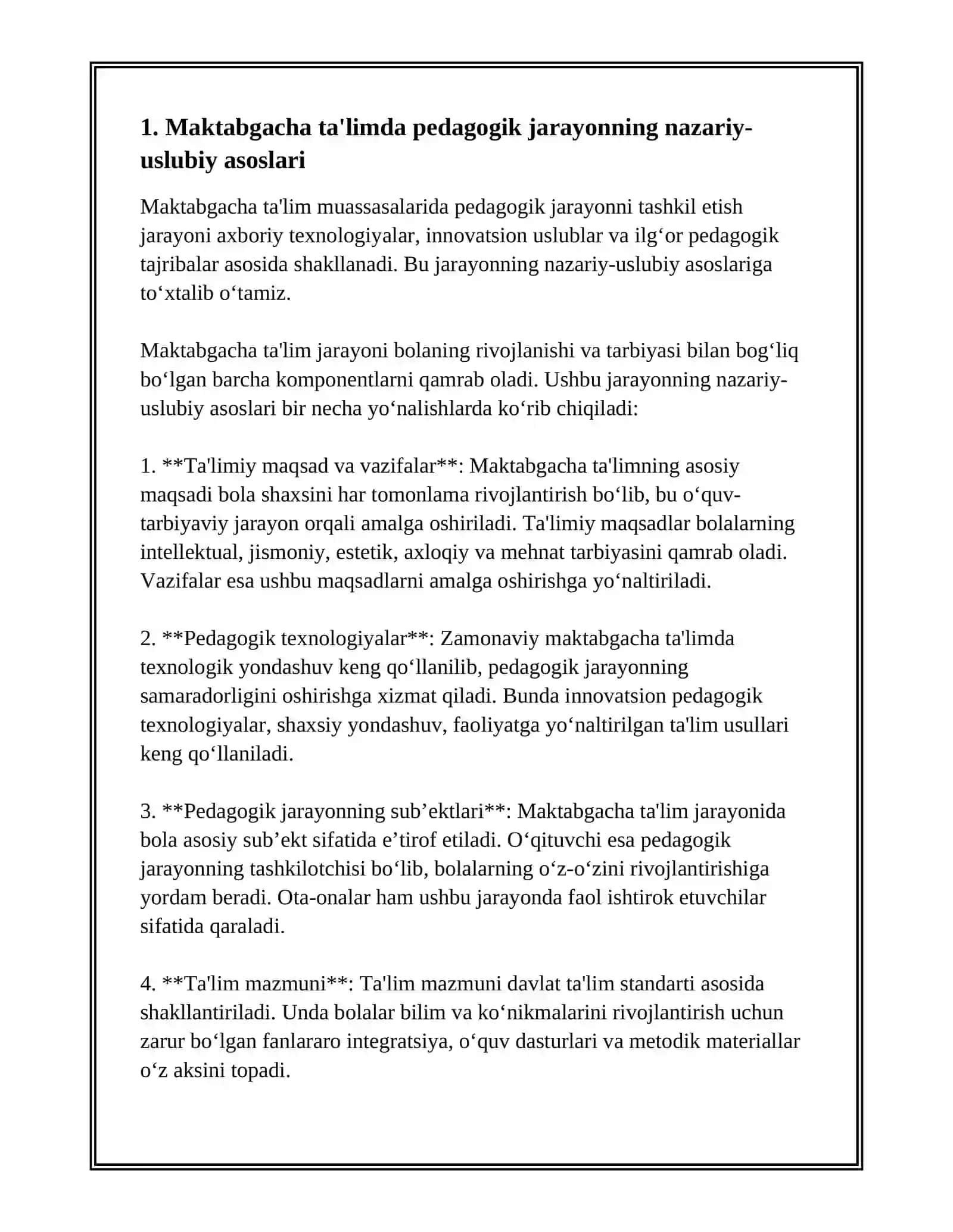 MAKTABGACHA TA'LIM TASHKILOTIDA PEDAGOGIK JARAYONNI TASHKIL ETISH 3