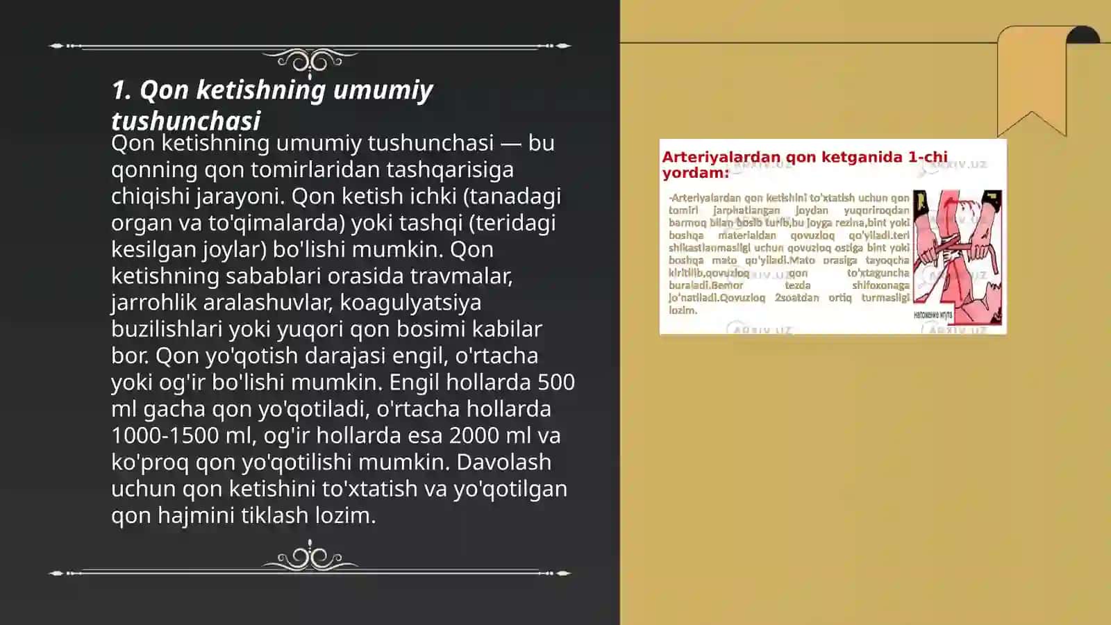 Qon ketish, tasnifi, turlari, to‘xtatish usullari 3