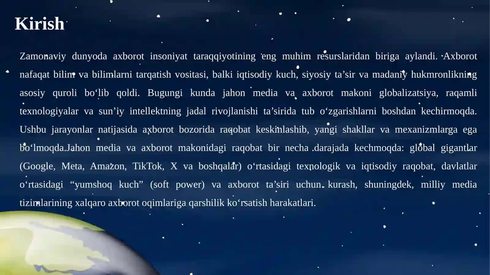 Jahon media va axborot makonida raqobat muhiti 3