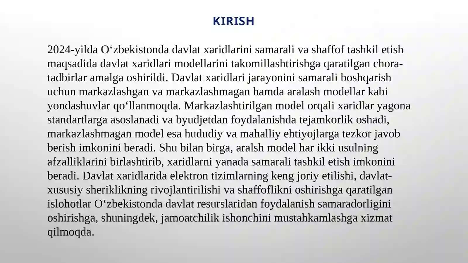 DAVLAT XARIDLARINI TASHKIL ETISH MODELLARI 3