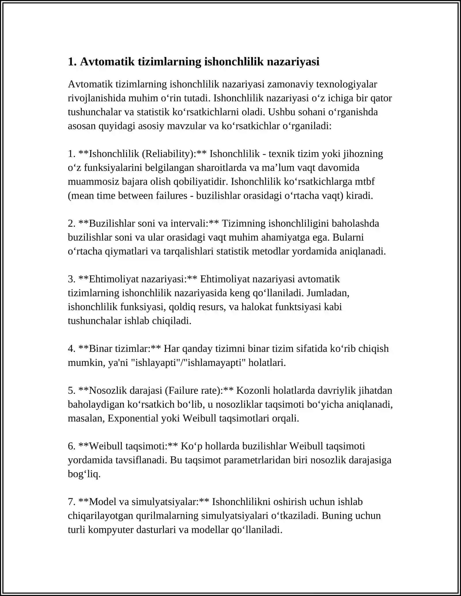 AVTOMATIK TIZIMLARNI ISHONCHLILIGINI HISOBLASH 3