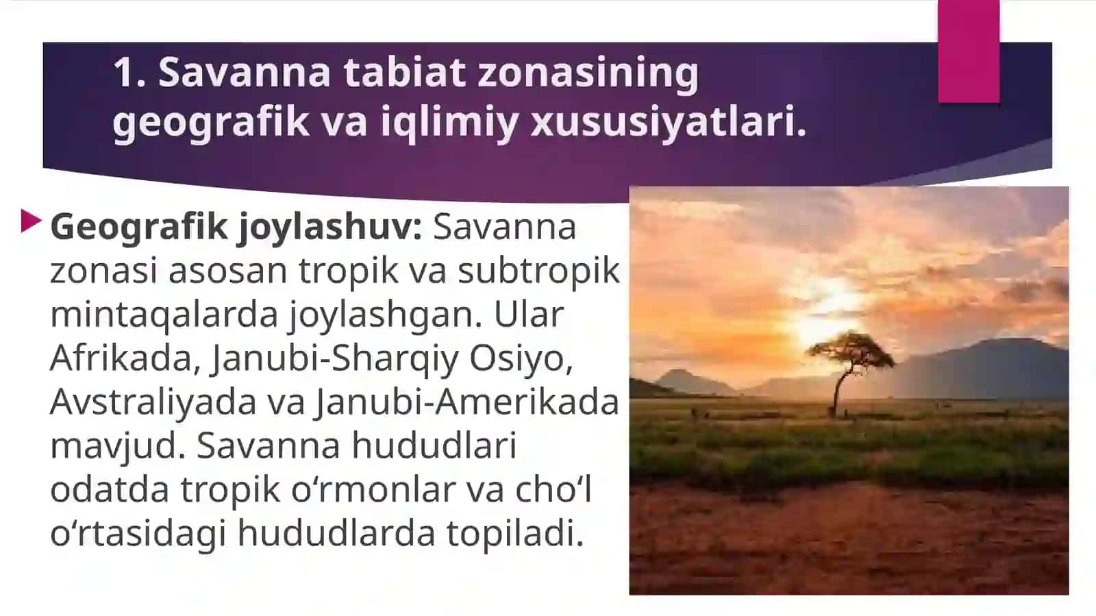 Savanna tabiat zonasi tarqalishi 3