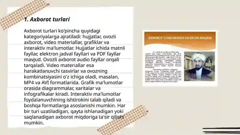 Axborot tushunchasi. Axborot tashuvchi vositalar. 3