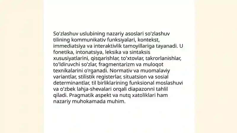 So'zlashuv uslubi. Òzbek tili lahja va shevalari 3