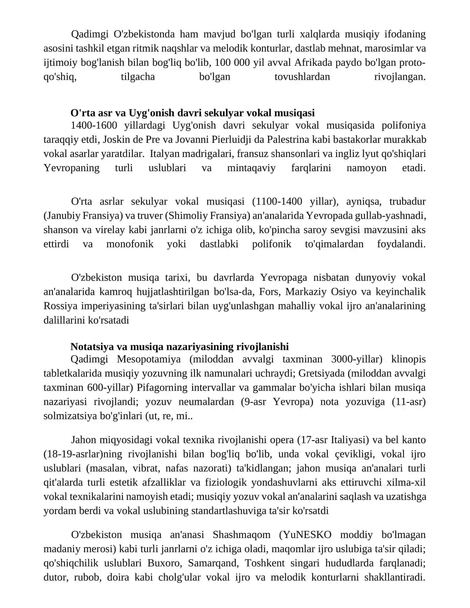 Jahon va o'zbekiston xonandalik san'ati vujudga kelishi 3
