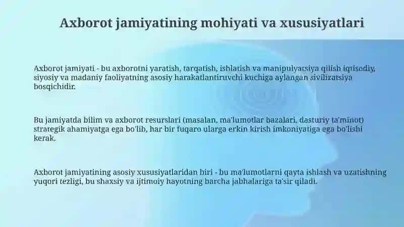 Axborotlashgan jamiyat va uning istiqbollari 3