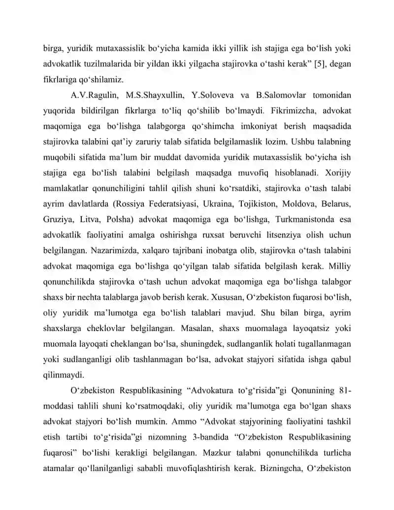 Advokat maqomiga ega bo'lish tartibi 3