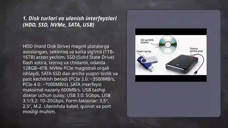 Disklar bilan ishlash, disk almashish va xatoliklarni bartaraf etish 3
