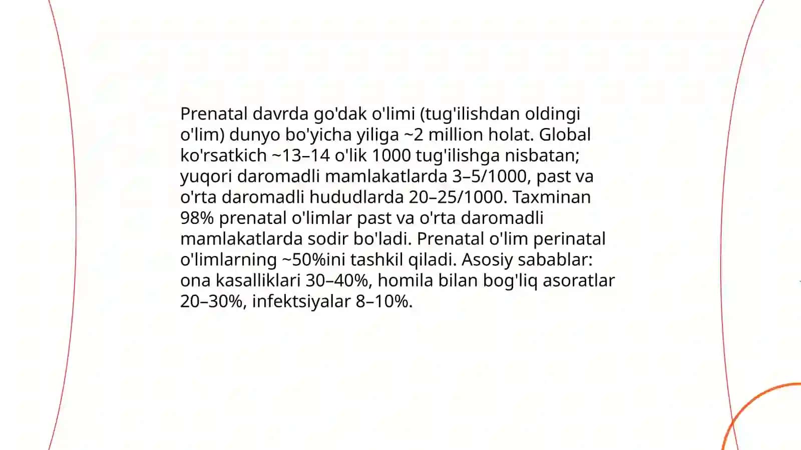 Pre-, intra-, postnatal davrlarda go'daklar o'limining xususiyatlari 3