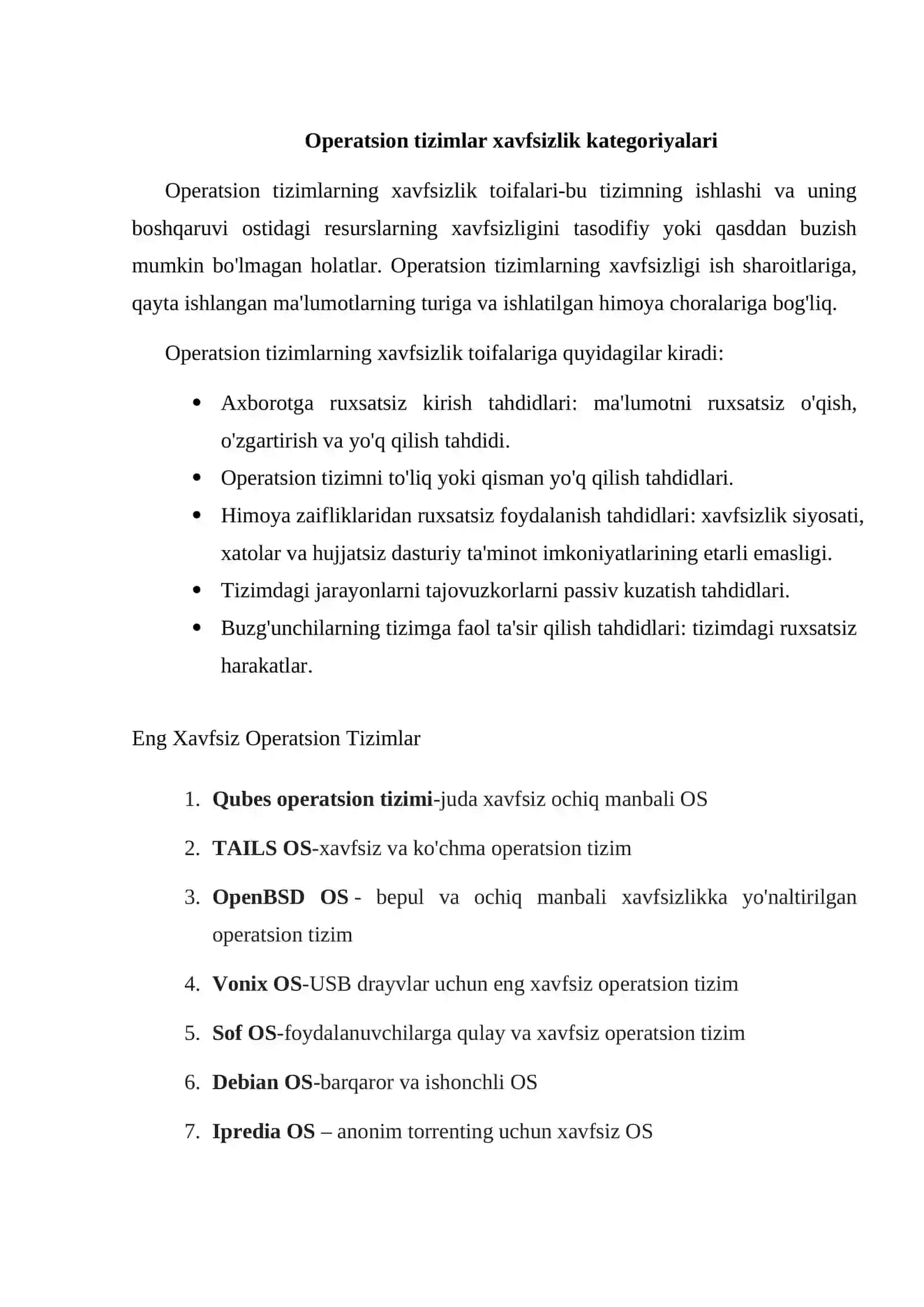 Operatsion tizimlar xavfsizlik kategoriyalari 3
