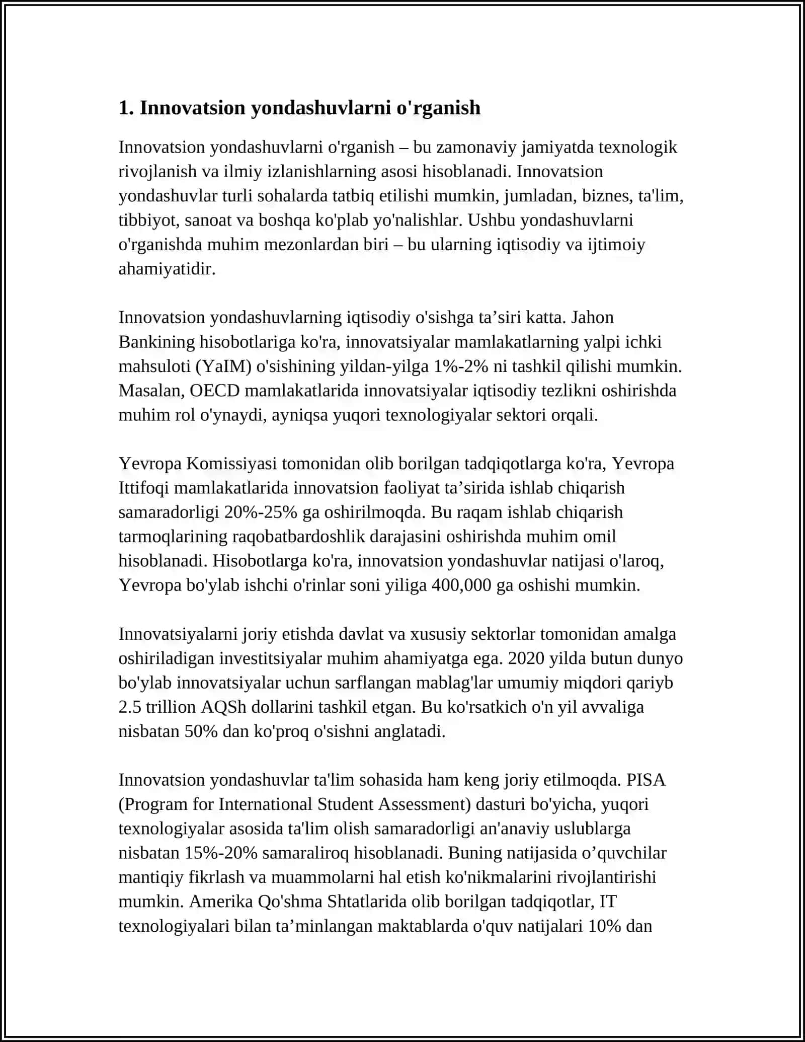 MUSTAQIL ISH Mavzu:,,YOSHLAR - INNOVATSION ĞOYALAR TASHABBUSKORI" 3