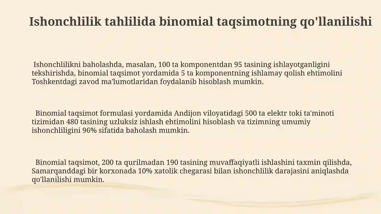 Binomial taqsimotning qo'llanilishi 3