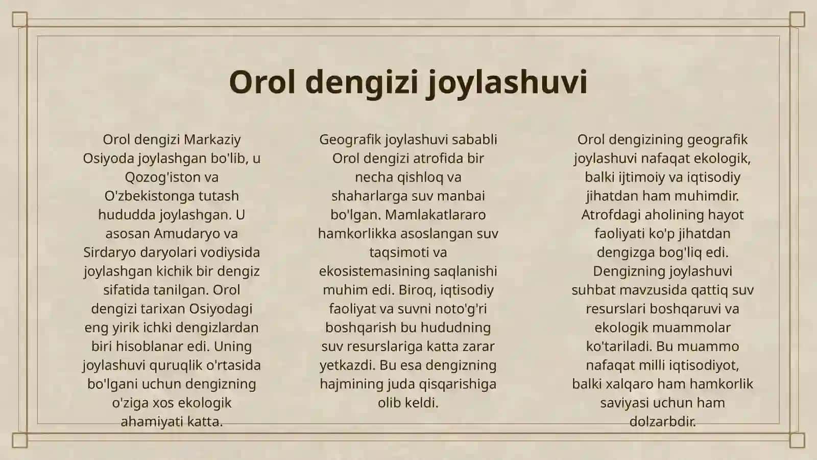 OROL DENGIZI MUAMMOSI VA UNING OQIBATLARI 3