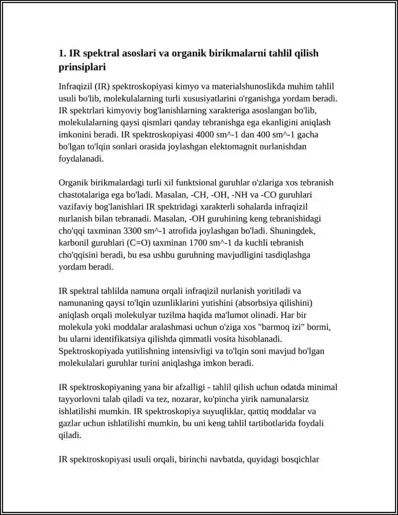 ORGANIK BIRIKMALARNING IQ SPEKTLARI VA ULARNI TAHLIL ETISH 3