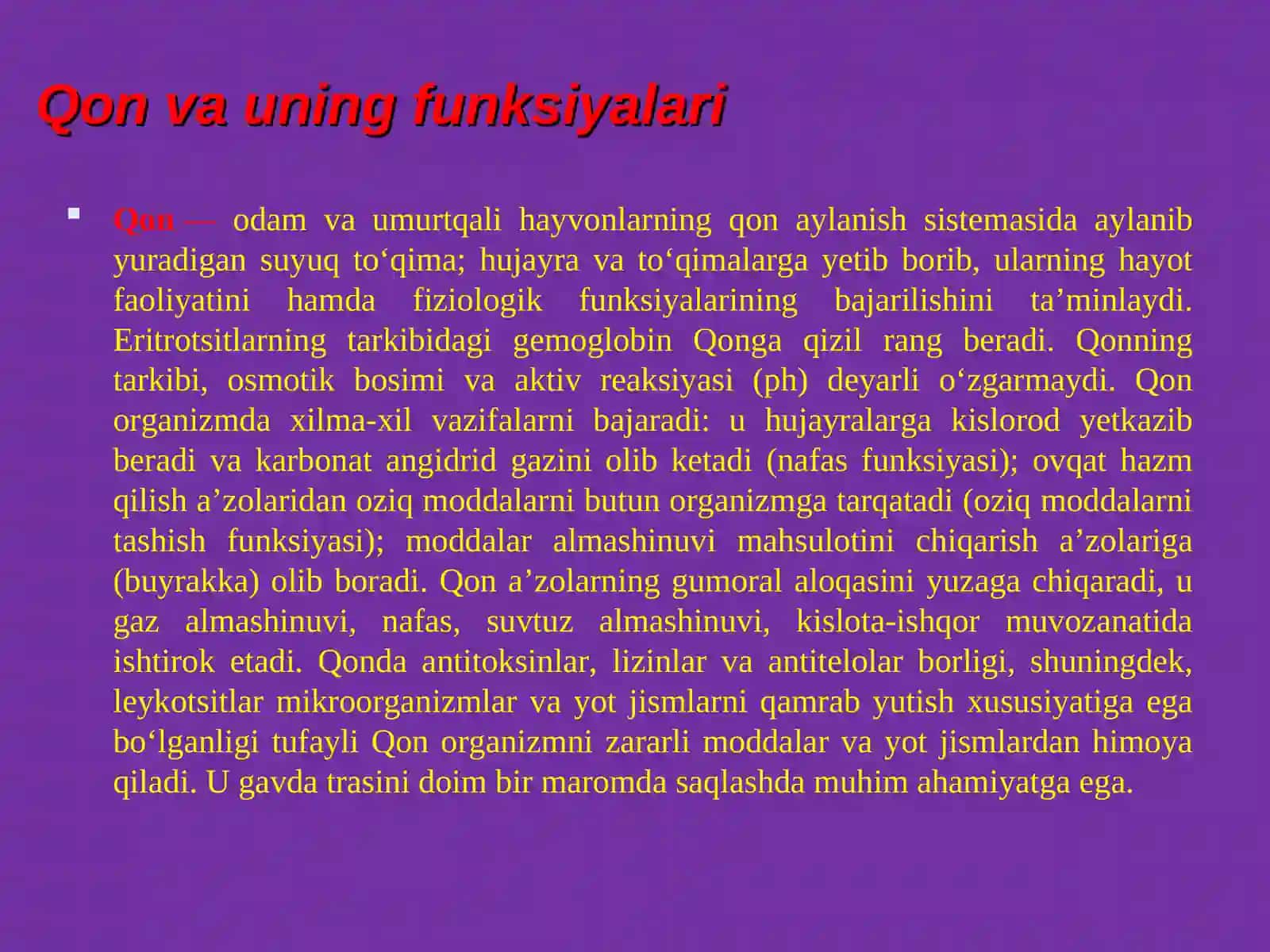 Qon tizimining fiziologiyasi 3