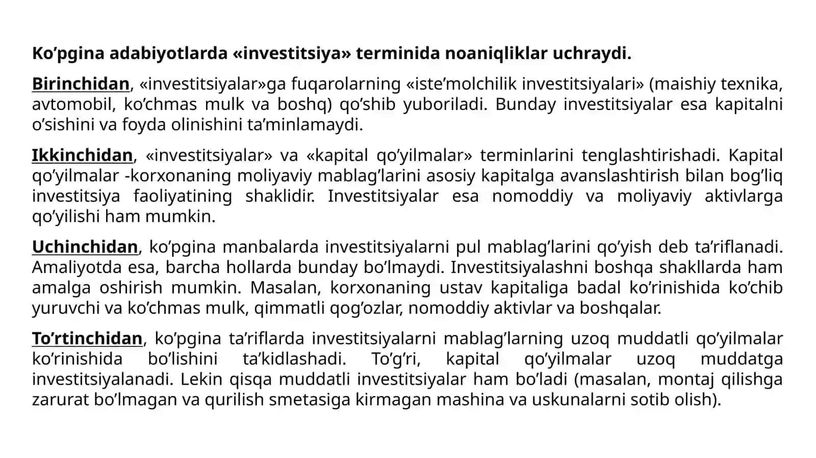 Investitsiyalarning iqtisodiy mazmuni va mohiyati 3