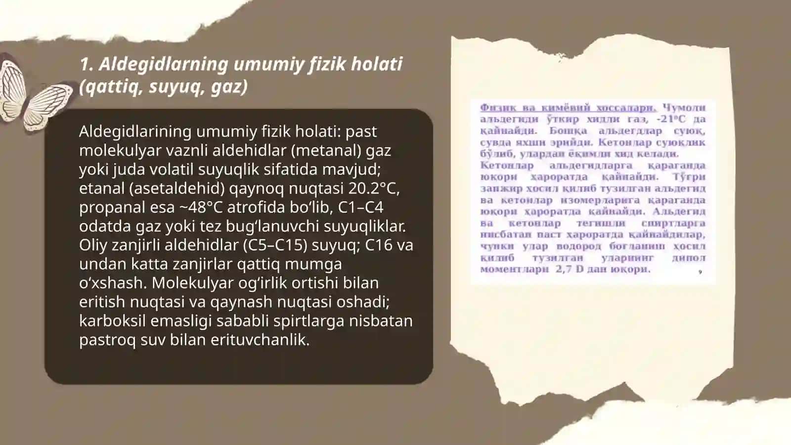 Aldegidlarning fizik xossalari 3