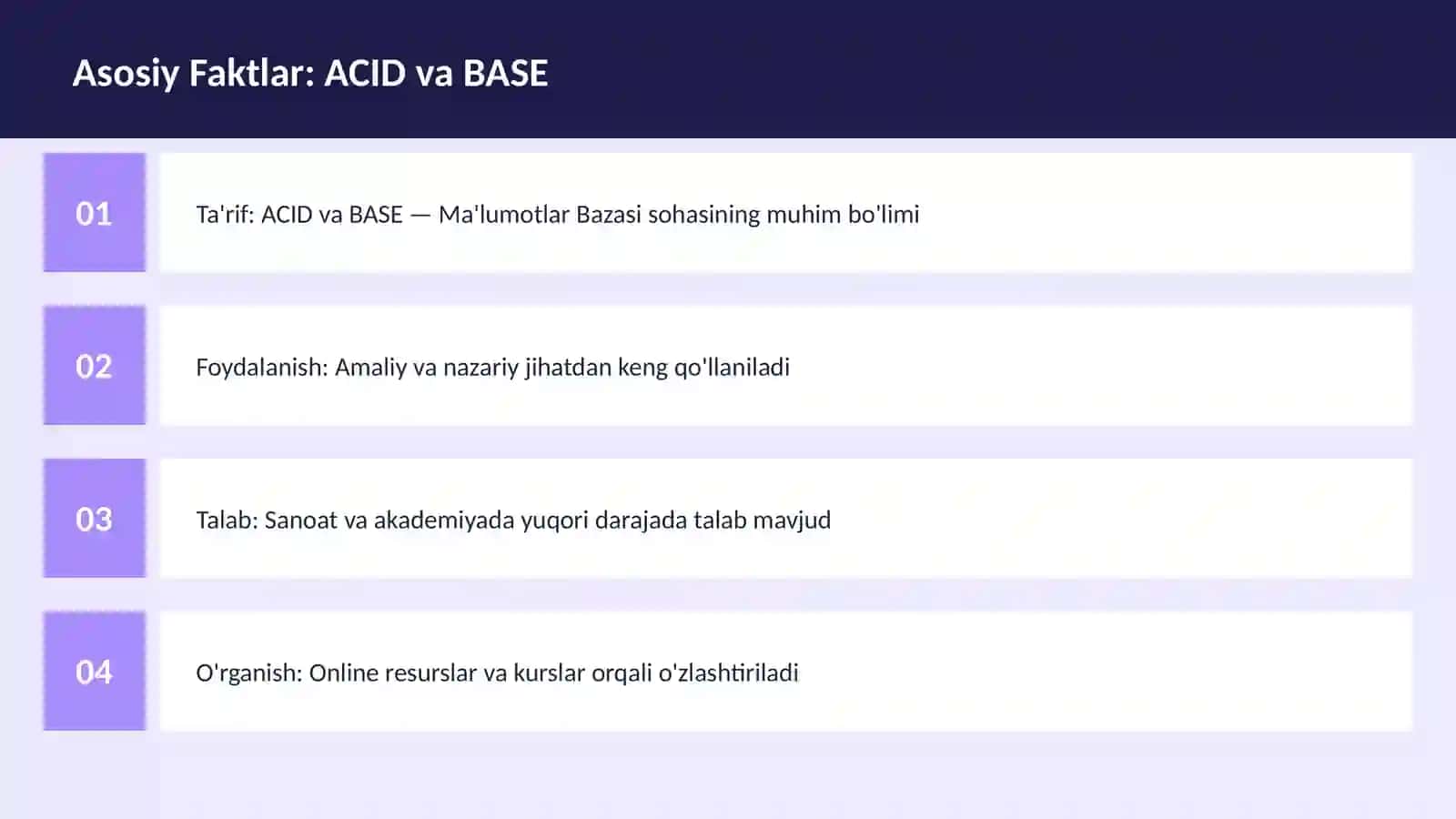 DASTURLASH | MA'LUMOTLAR BAZASI ACID va BASE 3