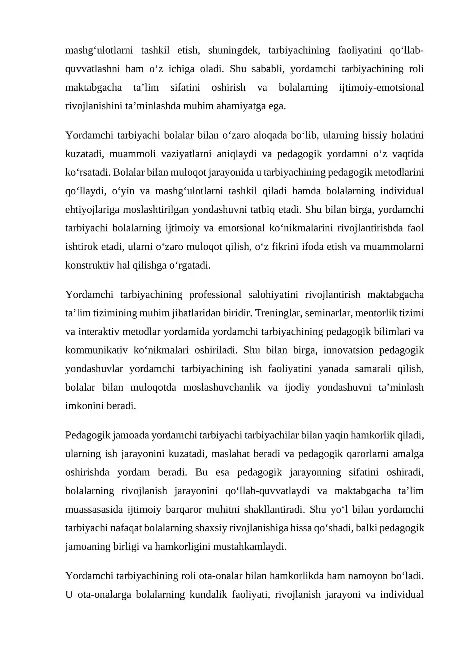 Maktabgacha ta’lim muassasasida yordamchi tarbiyachining pedagogik jarayondagi roli va ahamiyati 3