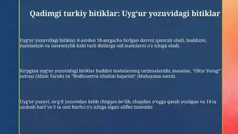 Qadimgi turkiy bitiklar: Uygʻur yozuvidagi bitiklar 3