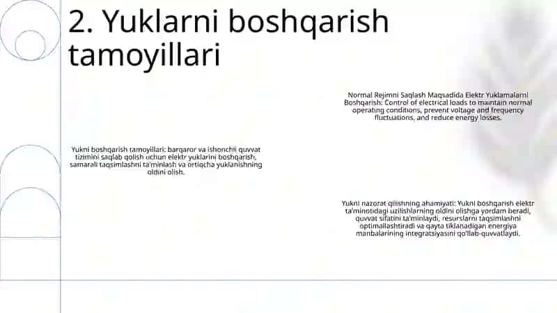Normal Rejimni Saqlash Maqsadida Elektr Yuklamalarni Boshqarish 3
