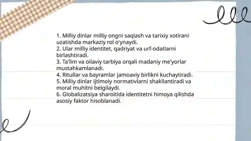 Milliy dinlarning ijtimoiy taraqqiyot va shaxs e'tiqodini ta'minlashdagi roli 3