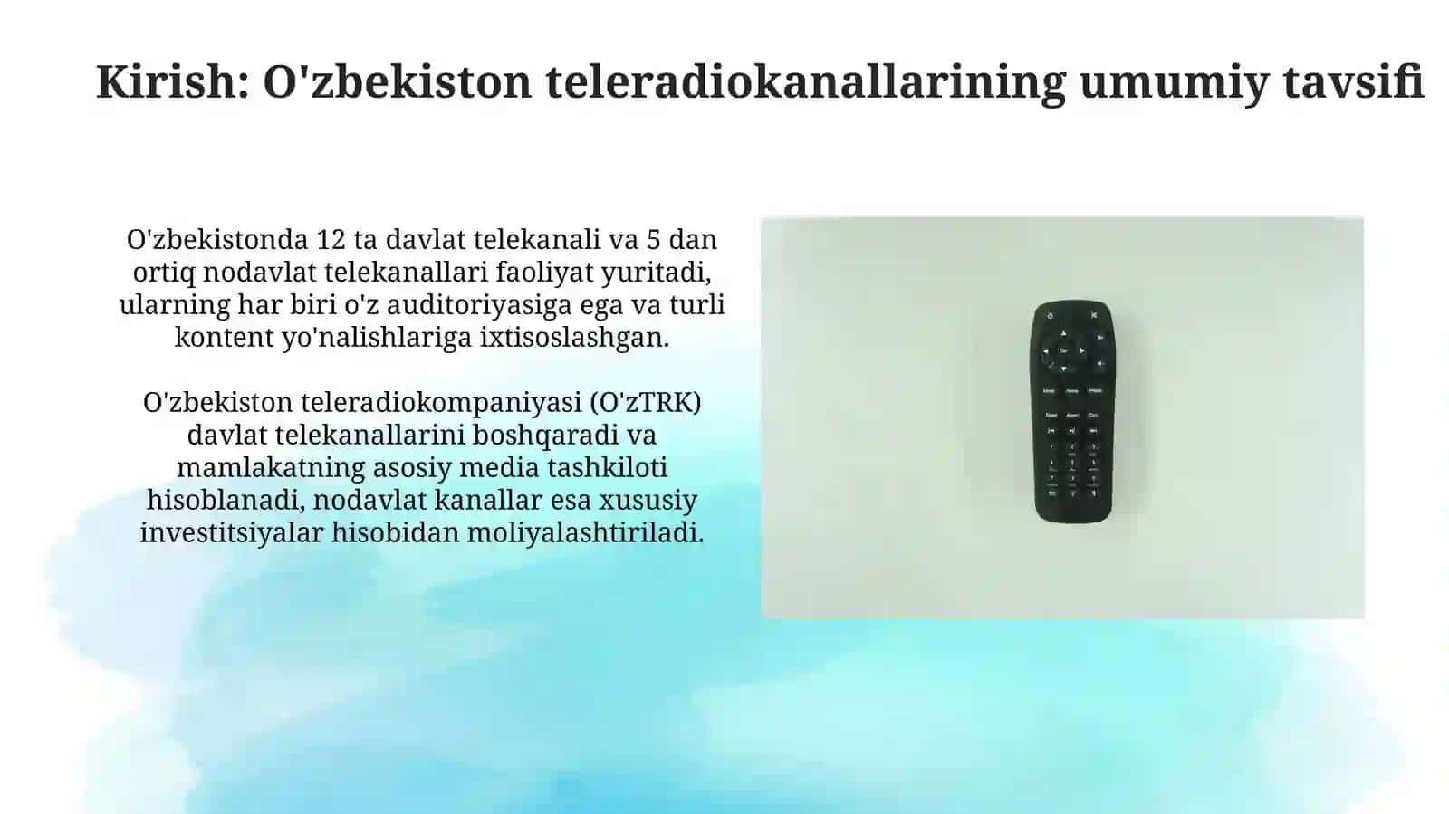 Davlat va nodavlat telekanallar faoliyati tahlili uzbekston teleradyo kanali 3