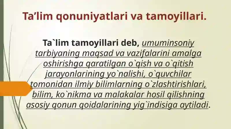 Umumiy pedagogika fanidagi tayyorlagan Ta'limoti 3