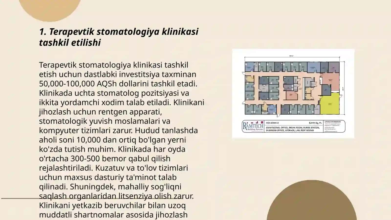 Terapevtik stomatologiyasi klinikasi, boʻlimi, xonalarini tashkil etishi va jihozlanishi 3