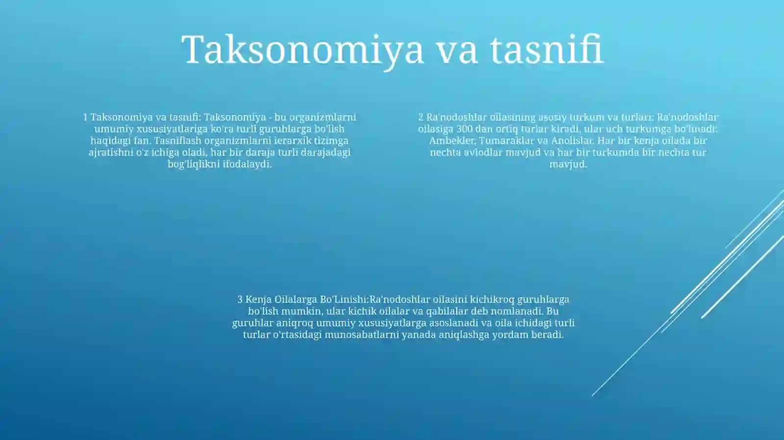 Ra'Nodoshlar Oilasining Asosiy Turkum Va Turlari Kenja Oilalarga BoʻLinishi 3