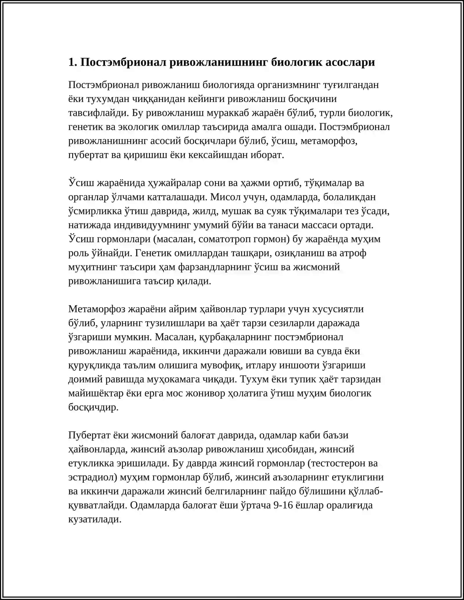 POSTEMBRIYONAL RIVOJLANISHNING BIOLOGIK ASOSLARI 3