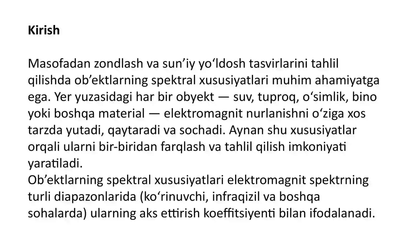 Ob'yektlarning Spektral Xususiyatlari. 3