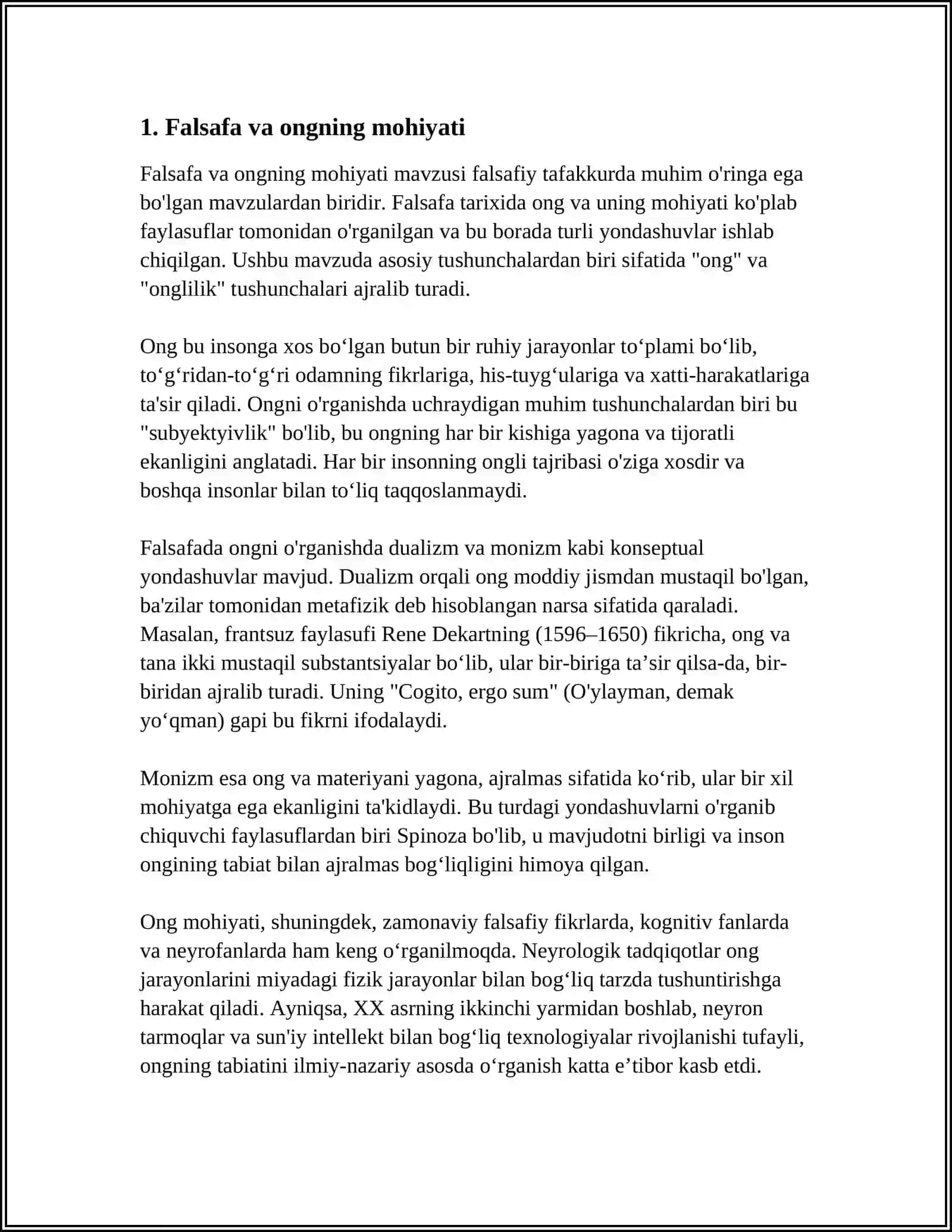 FALSAFADA ONG MASALASI, ONG VA RUHIYAT 3