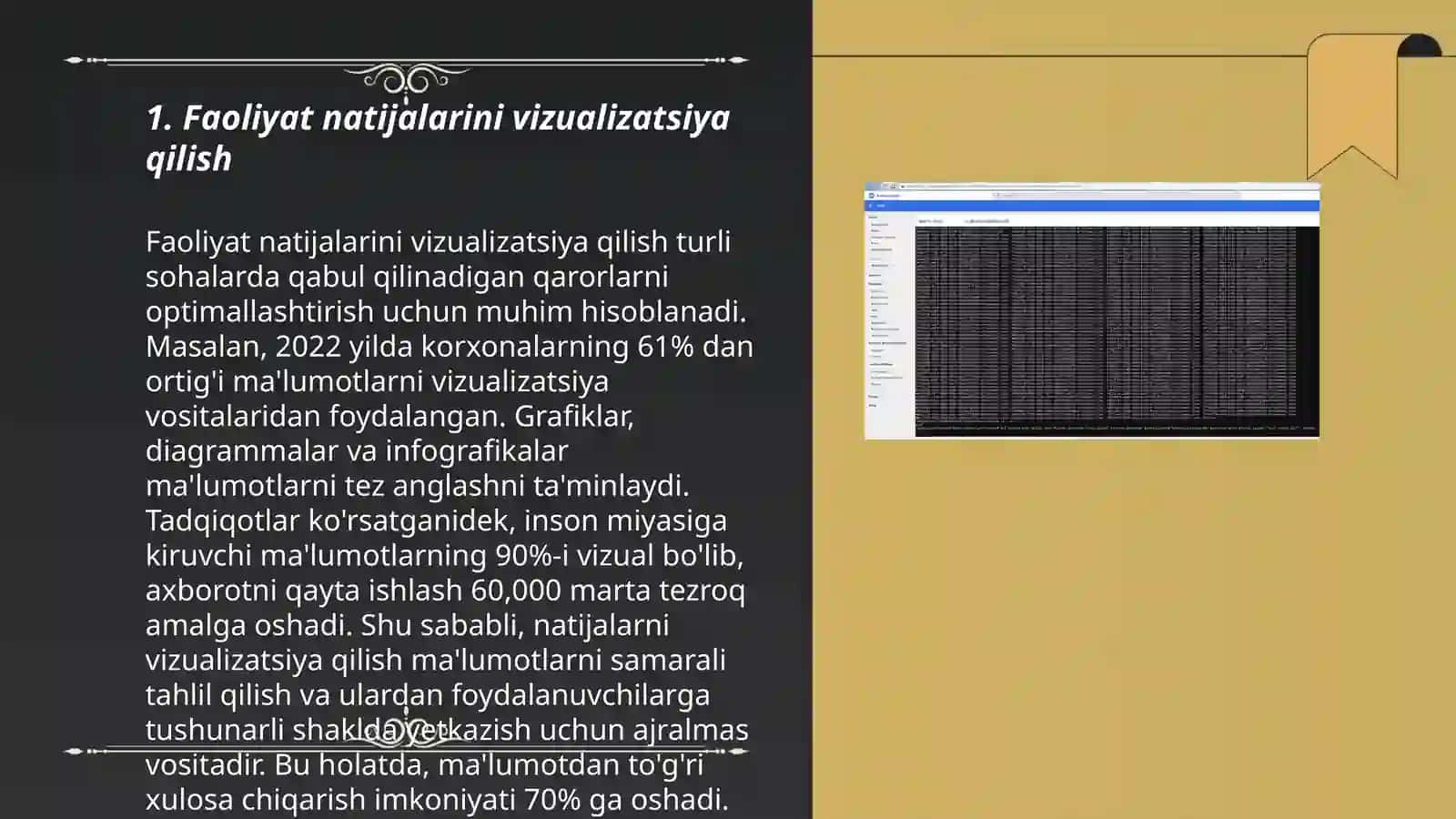 Faoliyat natijalarini vizualizatsiya qilish 3