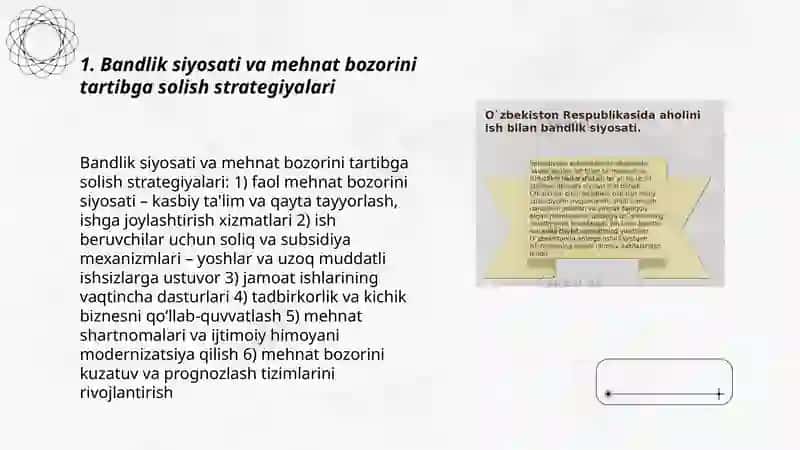 Aholi bandligini ta'minlash va yangi ish o'rinlarini tashkil qilish muammosini hal etish 3