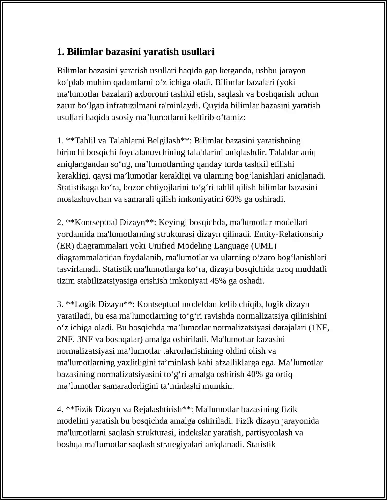 BILIMLAR BAZASI VA BILIMLARNI NAMOYISH QILISH MODELLARI 3