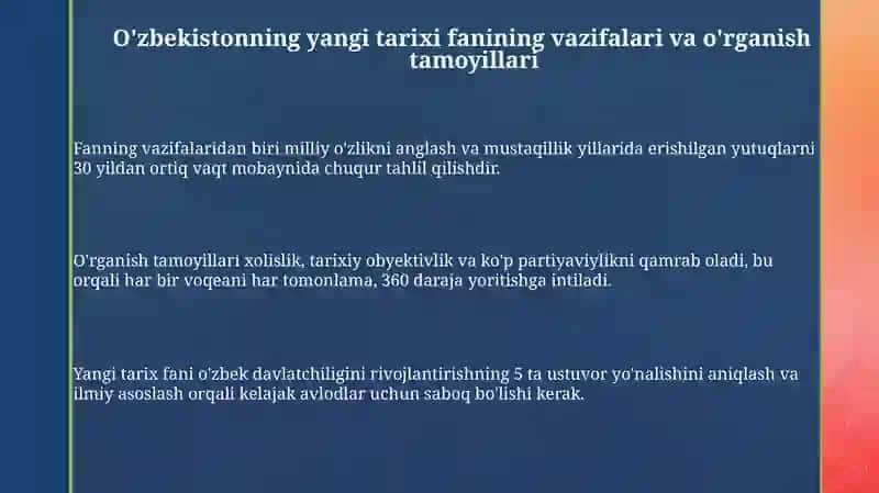 Oʻzbekistonning eng yangi tarixini oʻrganish funksiyalari va tamoyillari 3