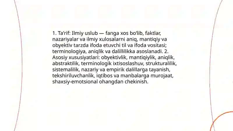 Ilmiy uslub, uning tuzilishi, tipologiyasi 3