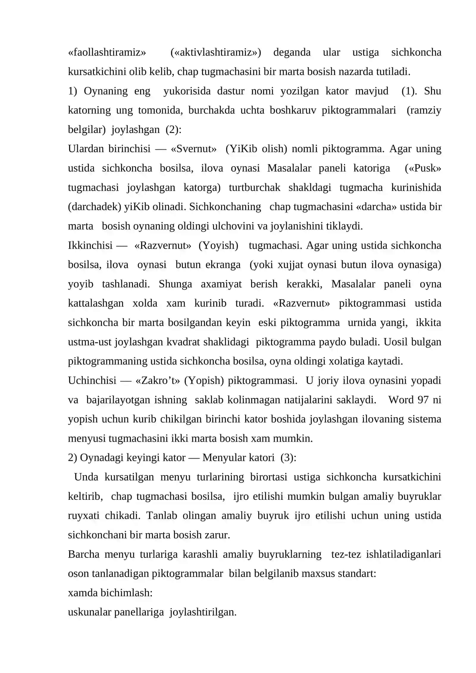 Word matn muharriri va uning imkoniyatlari 3